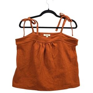 Madewell Pumpkin Spice Textured Tie Strap Tank Top Blouse Women's Size M